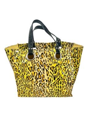 Y2K Yellow Animal Print Patent Leather Big‎ Tote Bag